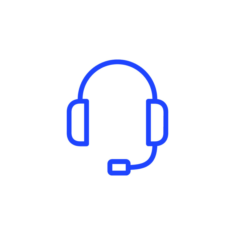 Headset icon representing around-the-clock customer support.